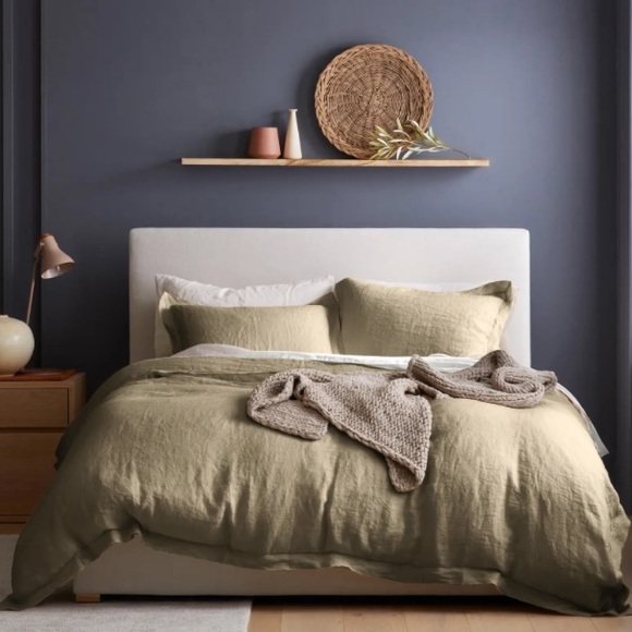 Quince King/California King European Linen Double Flange Duvet Cover Set NWT - Picture 2 of 5